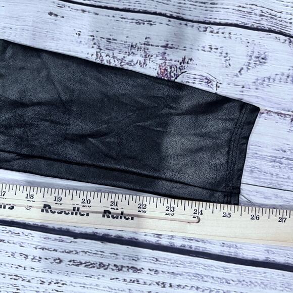 Spanx Faux Leather Leggings M Black High Rise Shaping Ankle - Picture 11 of 11